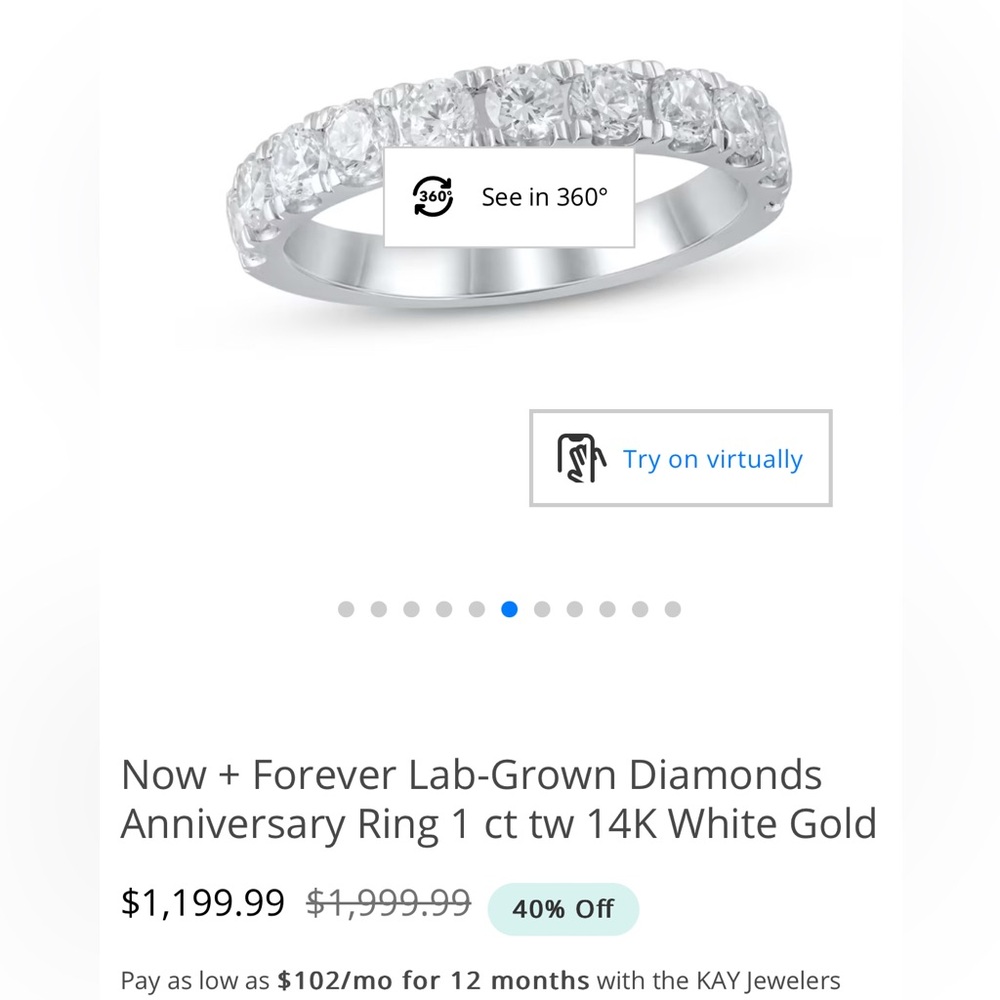 SOLD 14K White Gold Lab-Created Diamond Half Eternity Wedding Band (1 CTW)